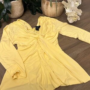Boston Proper Soft Yellow Gathered Top